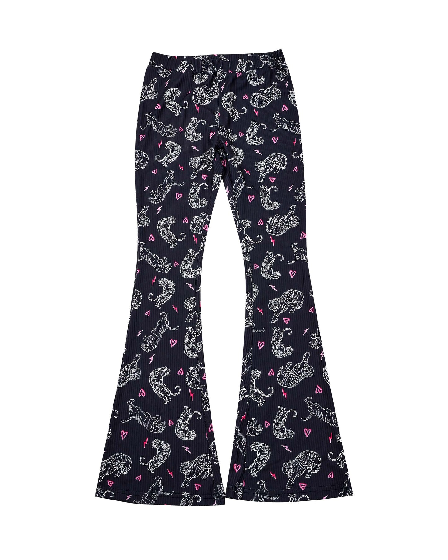 Women's Print Stretch Bell Bottom Flare Palazzo Pants Trousers