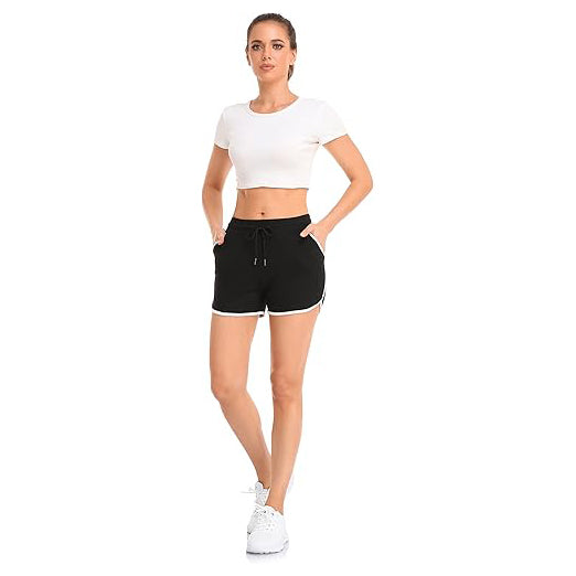 4 Packs Women's Sport Shorts with Pockets and Drawstring Running Workout Gym Shorts